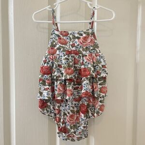 Posh Peanut Alma Basic Ruffled Spaghetti Romper Bamboo Girls Size 18-24 Months